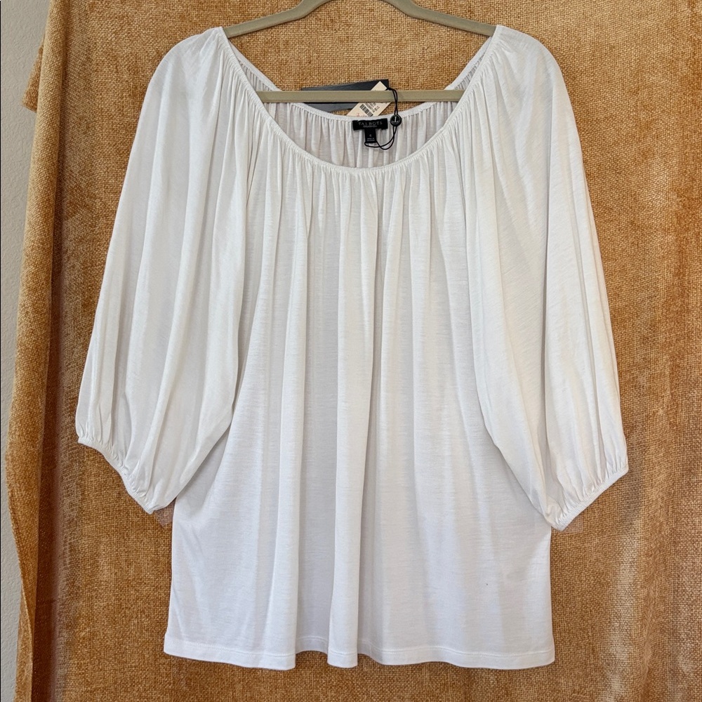 Talbots White Blouse with Balloon Sleeves